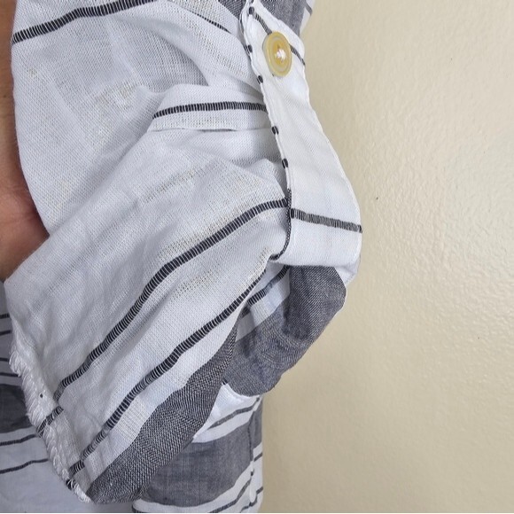 Matilda Jane & Joanna Gaines Womens Button Down Shirt Striped Gray Size Small - Picture 6 of 6